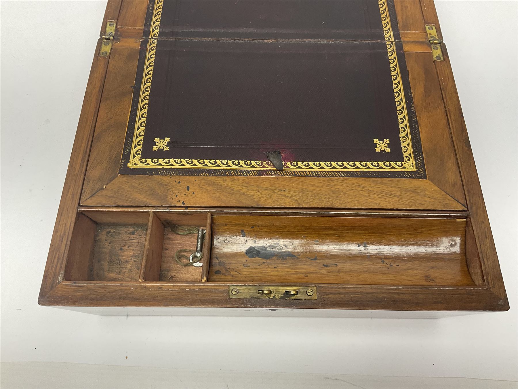 19th century walnut writing slope - Image 2 of 9