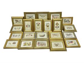 Collection of approximately thirty WWI period embroidered silk greetings cards and post cards