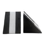 Pair of black and white marble bookends