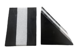 Pair of black and white marble bookends