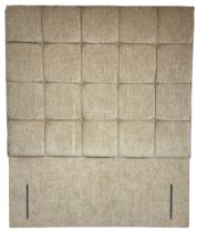 Tall buttoned 5' Kingsize head board upholstered in champagne fabric