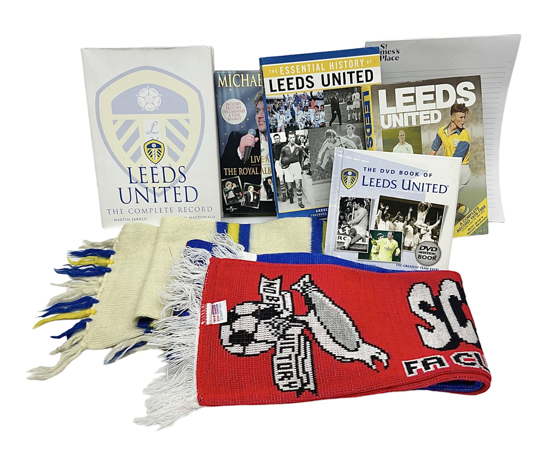 Leeds United scarfs and books