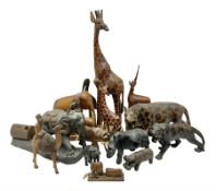 Collection of carved wooden animals