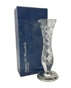 Modern silver mounted cut crystal vase