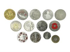Queen Elizabeth II commemorative coinage comprising six Bailiwick of Jersey and five Bailiwick of Gu