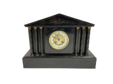 French - late 19th century 8-day mantle clock in a Belgium architectural slate case