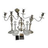 Two silver plate candelabras