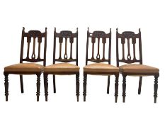 Set of four Edwardian walnut dining chairs