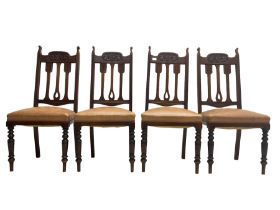 Set of four Edwardian walnut dining chairs