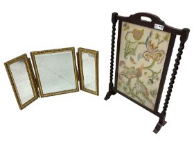 Early 20th century oak fire screen