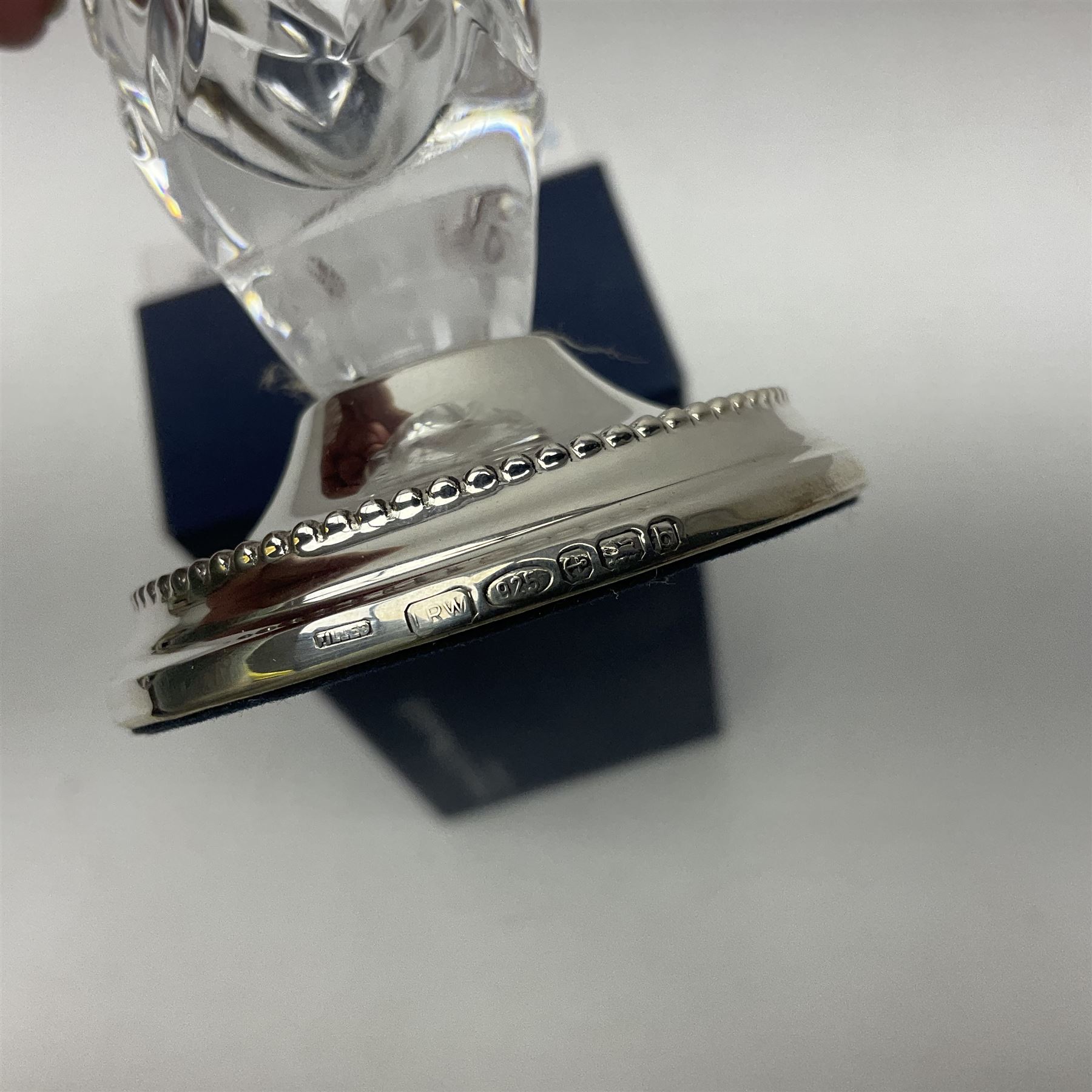 Modern silver mounted cut crystal vase - Image 4 of 5