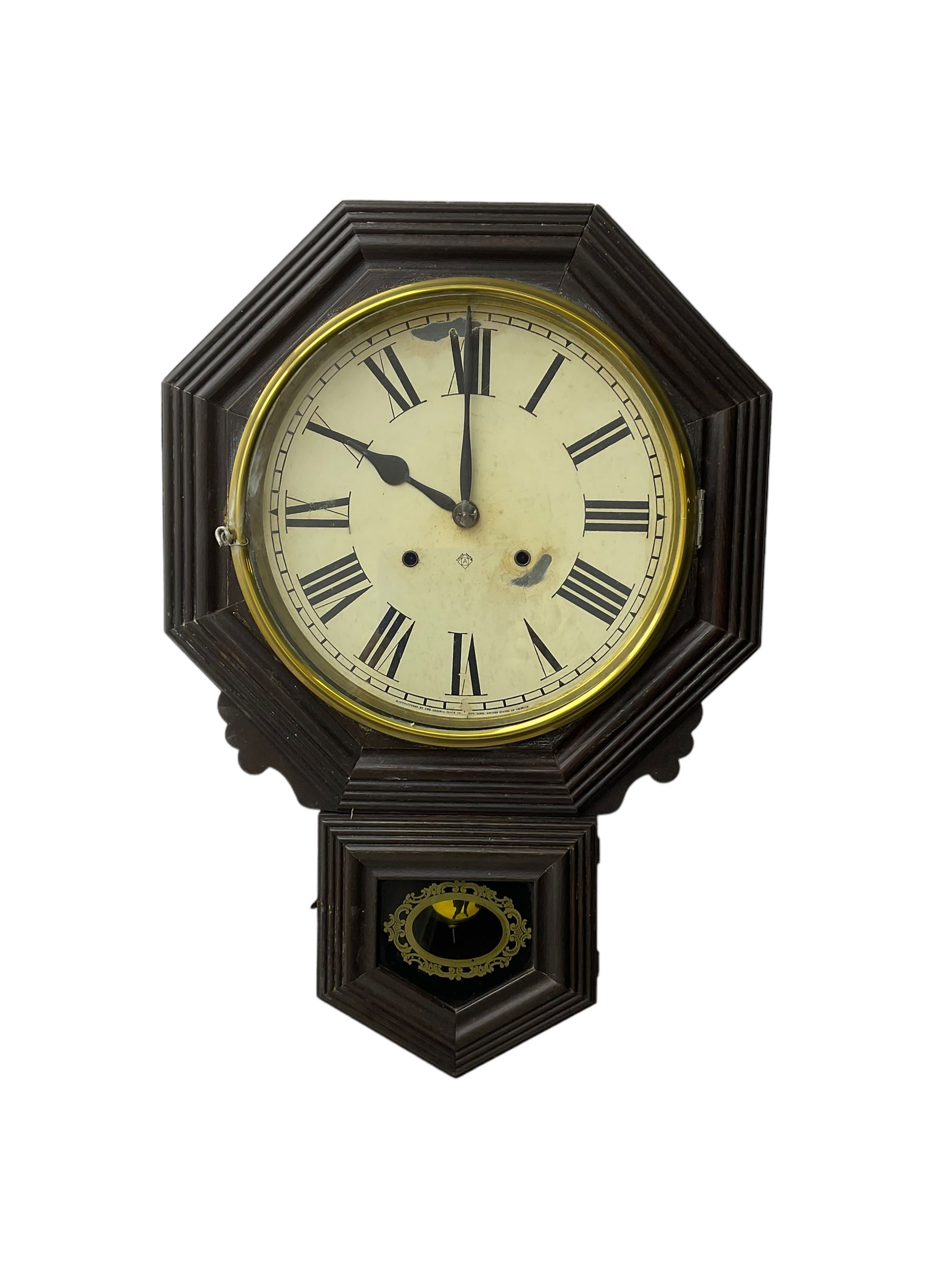 Small American drop dial wall clock