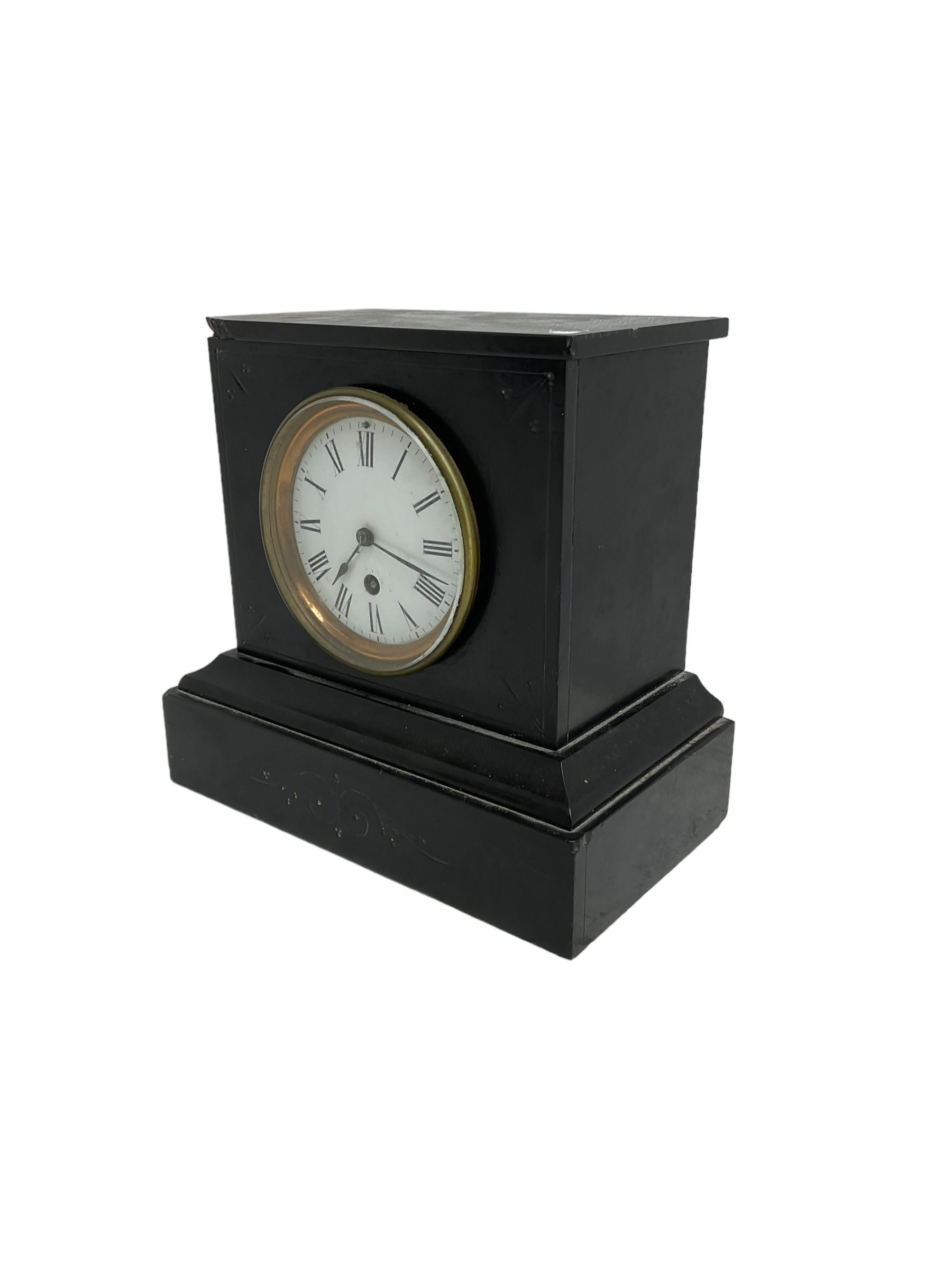 French 19th century timepiece slate mantle clock. - Image 2 of 2