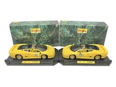 Two Maisto 1:12 scale Jaguar XJ220 ‘Racing’ cars in yellow
