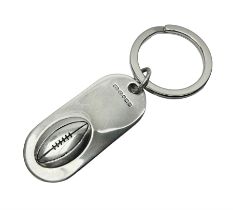 Silver rugby keyring