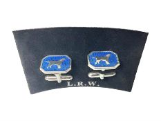 Pair of silver blue enamel dog cufflinks