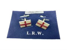 Pair of silver enamel England flag cufflinks