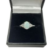Silver opal and cubic zirconia cluster ring
