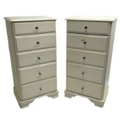 Willis & Gambier - pair of cream five drawer pedestal chests