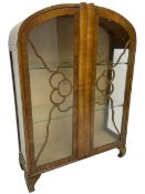 Early 20th century Art Deco period walnut display cabinet