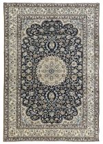 Persian Kashan indigo ground carpet