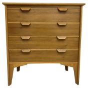 Heals of London - 1950s walnut and beech straight-front chest