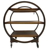 1930s Art Deco period walnut Moon drinks trolley