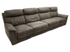 DFS - 'Vinson' grande four-seat electric reclining smart sofa upholstered in stitched grey fabric