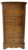 French cherry wood seven drawer pedestal chest