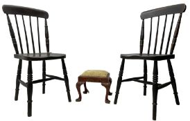 Pair of 19th century elm and beech stick back dining chairs