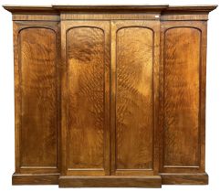 19th century figured mahogany quadruple breakfront press wardrobe