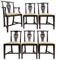 Set six (1+5) George III design mahogany dining chairs