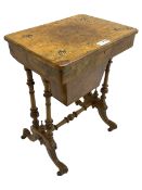 Late Victorian figured walnut sewing or work box