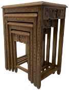 Mid-to-late 20th century Singapore carved hardwood nest of four tables