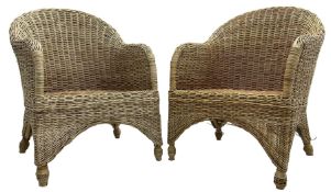 Pair of wickerwork armchairs