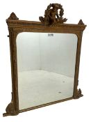 19th century gilt wood and gesso framed overmantel mirror