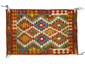 Chobi Kilim multi-coloured geometric design rug