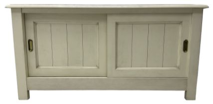 Cream finish low side cabinet