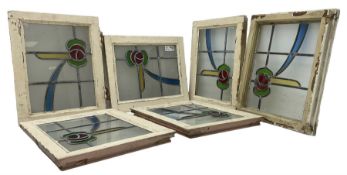 1930’s Art Deco period stained glass window panels