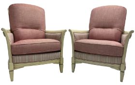 Pair of contemporary hardwood framed armchairs