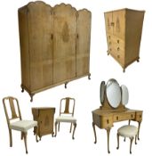 Early to mid-20th century maple eight-piece bedroom suite