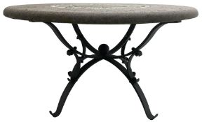 Granite and wrought metal garden table
