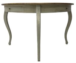 Painted oak demi-lune console table