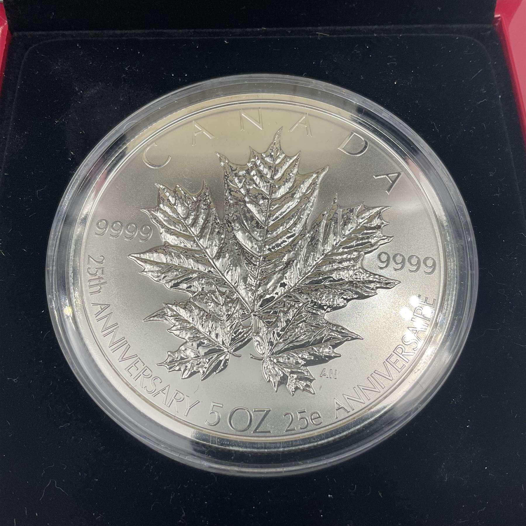 Royal Canadian Mint 2013 '25th Anniversary Maple Leaf' five ounce fine silver coin - Image 2 of 5