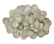 Approximately 523 grams of Great British pre 1920 silver one shilling coins