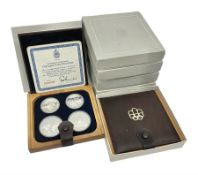 Six Queen Elizabeth II The Royal Canadian Mint silver proof four coin sets