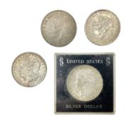 Two United States of America silver Morgan dollars dated 1885 O