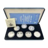 The Royal Mint silver proof seven coin set