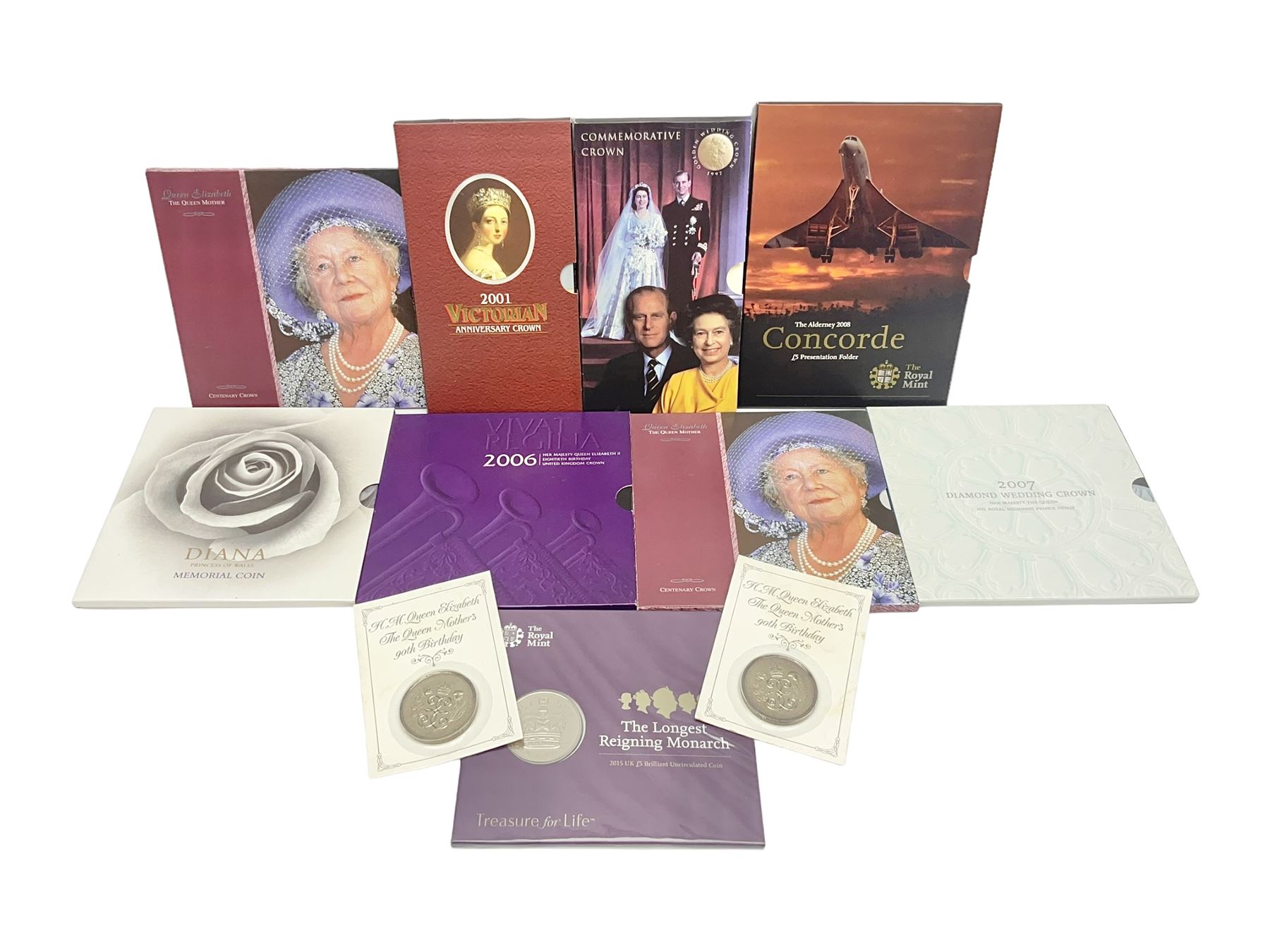 Eleven Queen Elizabeth II cupronickel five pound coins
