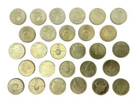Twenty-eight Queen Elizabeth II old style two pound coins